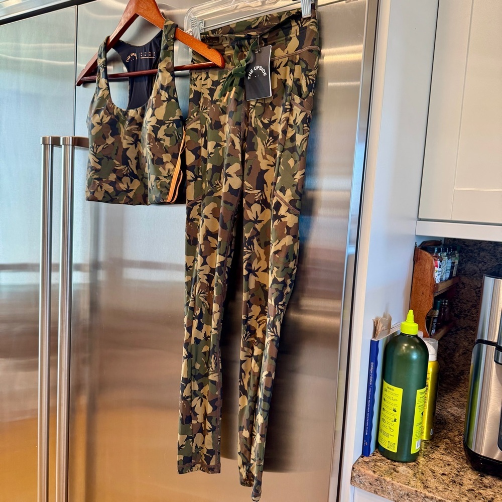 NWT The Upside SET Basecamp Margot Top and 25” Pocket Leggings Camouflage Camo